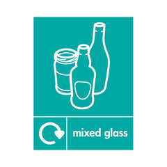 Mixed Glass (Icon Top & Recycling) - Portrait Sign GR037 GR PT1
