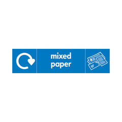 Mixed Paper Recycling & Icon - Landscape Sign PAP020 PAP LN3