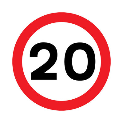 20 Mph Max Speed (traffic) - Square Sign RRTS011 RRT SQ1