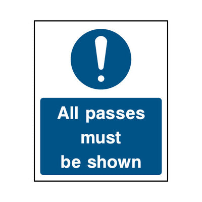 All Passes Must Be Shown - Portrait Sign S023 SE PT1