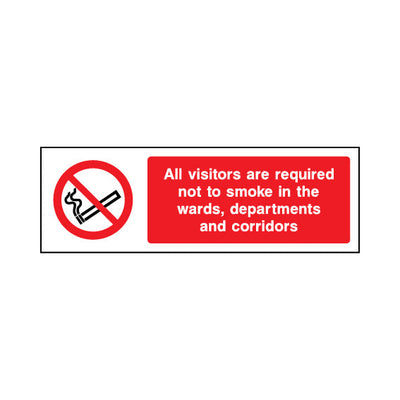 All Visitors Are RequiRed Not To Smoke In The Wards, Departments And Corridors - Landscape Sign SP028 SP LN3