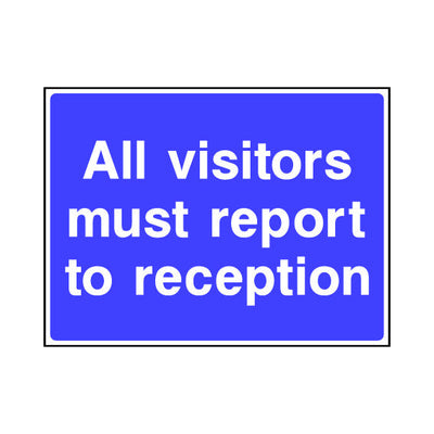 All Visitors Must Report To Reception - Landscape Sign v2 ST012 ST LN1