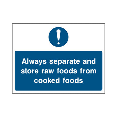 Always Separate And Store Raw Foods From Cooked Foods - Landscape Sign FPH039 FPH LN1