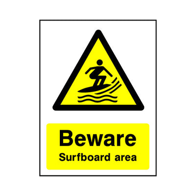 Beware - Surfboard Area - Portrait Sign WS037 WS PT1