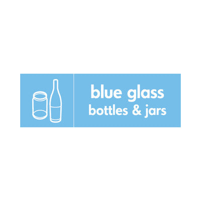 Blue Glass Bottles & Jars (Icon Left) - Landscape Sign GR002 GR LN3