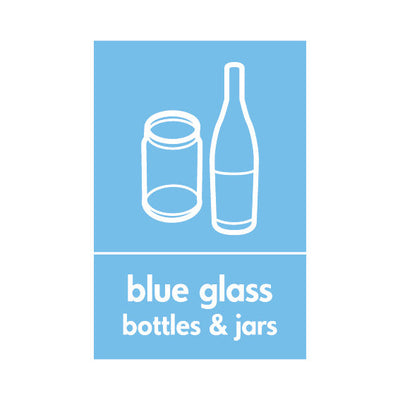 Blue Glass Bottles & Jars (Icon Top) - Portrait Sign GR022 GR PT1