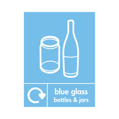 Blue Glass Bottles & Jars (Icon Top & Recycling) - Portrait Sign GR021 GR PT1