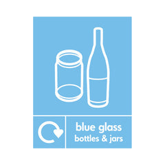 Blue Glass Bottles & Jars (Icon Top & Recycling) - Portrait Sign GR021 GR PT1