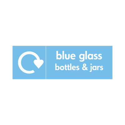Blue Glass Bottles & Jars (Recycling Left) - Landscape Sign GR001 GR LN3