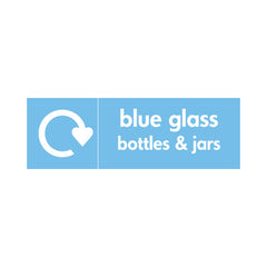 Blue Glass Bottles & Jars (Recycling Left) - Landscape Sign GR001 GR LN3