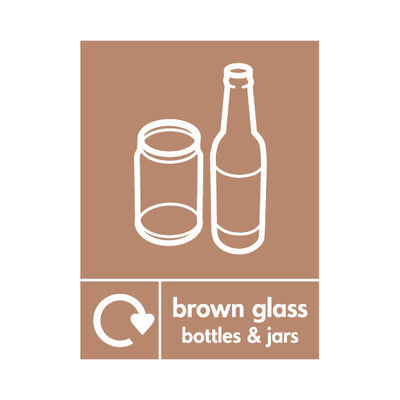 Brown Glass Bottles & Jars (Icon Top & Recycling) - Portrait Sign GR024 GR PT1