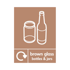 Brown Glass Bottles & Jars (Icon Top & Recycling) - Portrait Sign GR024 GR PT1