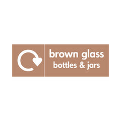Brown Glass Bottles & Jars (Recycling Left) - Landscape Sign GR010 GR LN3