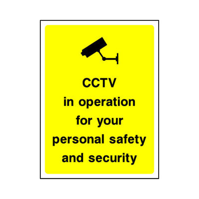 CCTV In Operation For Your Personal Safety And Security - Portrait Sign S009 SE PT1
