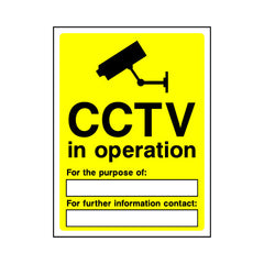 CCTV In Operation Purpose Of Further Information - Portrait Sign S002 SE PT1