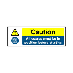 Caution - All Guards Must Be In Position Before Starting - Landscape Sign MTP006 MTP LN3