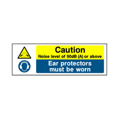 Caution - Noise Level Of 90db (a) Or Above - Ear Protectors Must Be Worn - Landscape Sign MTP015 MTP LN3