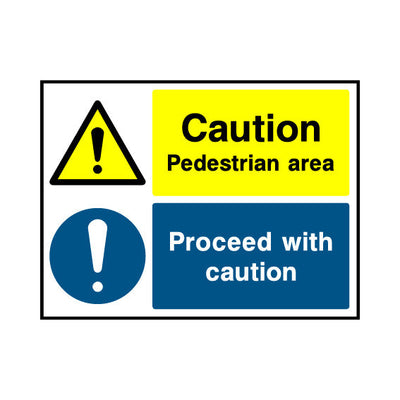 Caution - Pedestrian Area - Proceed With Caution - Landscape Sign GS033 GS LN1