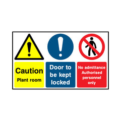 Caution - Plant Room - Door To Be Kept Locked - No Admittance - Authorised Personnel Only - Landscape Sign MTP046 MTP LN2