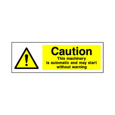 Caution - This Machinery Is Automatic And May Start Without Warning - Landscape Sign GW022 GW LN3