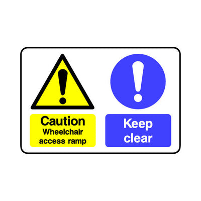 Caution - Wheelchair Access Ramp - Keep Clear - Landscape Sign DA014 DA LN1