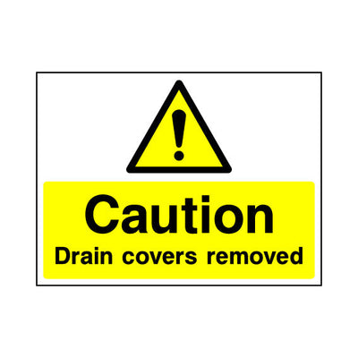 Caution Drain Covers Removed - Landscape Sign - LN1 CN105 CN