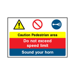 Caution Pedestrian Area - Do Not Exceed Speed Limit - Landscape Sign - LN1 CN119 CN