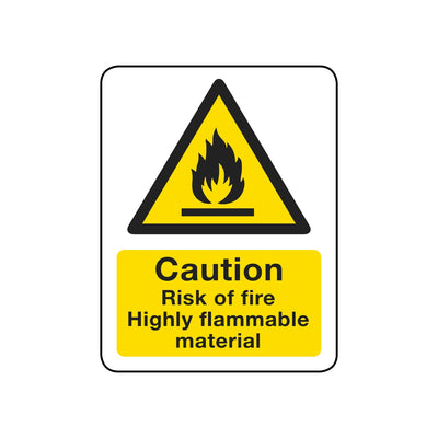 Caution Risk Of Fire - Highly Flammable Material Sign