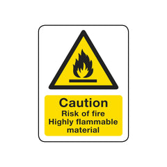 Caution Risk Of Fire - Highly Flammable Material Sign