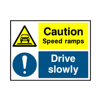 Caution Speed Ramps - Drive Slowly - Landscape Sign GS029 GS LN1