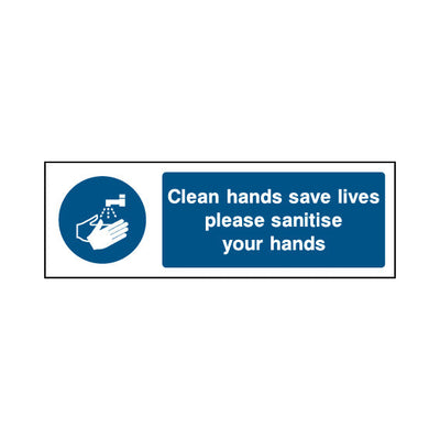 Clean Hands Save Lives Please Sanitise Your Hands - Landscape Sign FPH069 FPH LN3