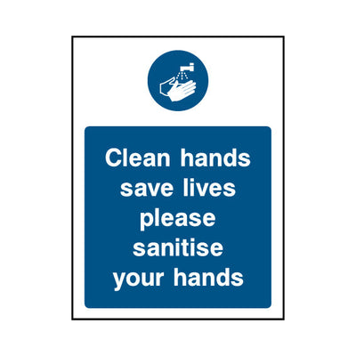 Clean Hands Save Lives Please Sanitise Your Hands - Portrait Sign FPH031 FPH PT1