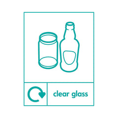 Clear Glass (Icon Top & Recycling) - Portrait Sign GR027 GR PT1