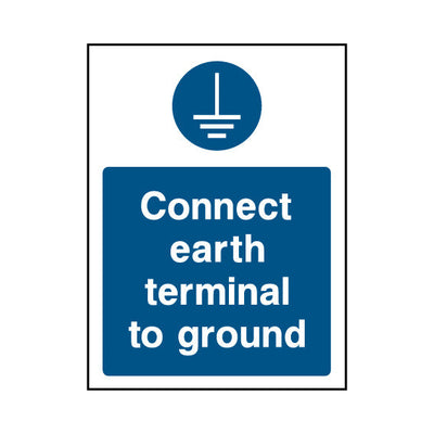 Connect Earth Terminal To Ground - Portrait Sign MG041 MG PT1