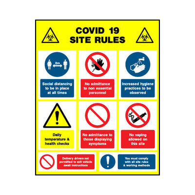 Covid 19 Site Rules - Portrait Sign - PT1 CN127 CN