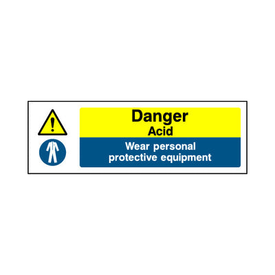 Danger - Acid - Wear PPE - Landscape Sign - LN3 CD093 CD