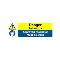 Danger - Asbestos - Approved Respirator Must Be Worn - Landscape Sign MTP023 MTP LN3