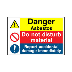 Danger - Asbestos - Do Not Disturb Material - Report Accidental Damage Immediately - Landscape Sign MTP022 MTP LN1