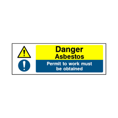 Danger - Asbestos - Permit To Work Must Be Obtained - Landscape Sign MTP024 MTP LN3