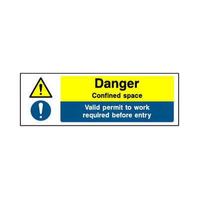 Danger - Confined Space - Valid Permit To Work Required - Landscape Sign - LN3 CN044 CN