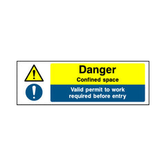 Danger - Confined Space - Valid Permit To Work Required - Landscape Sign - LN3 CN044 CN