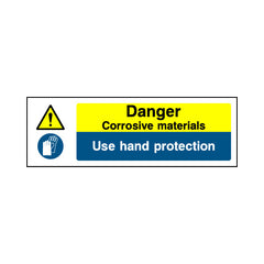 Danger - Corrosive Materials - Use Hand Protection - Landscape Sign - LN3 CD094 CD