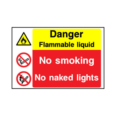 Danger - Flammable Liquid - No Smoking - No Naked Lights - Landscape Sign MTP028 MTP LN1