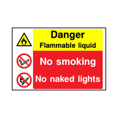 Danger - Flammable Liquid - No Smoking - No Naked Lights - Landscape Sign MTP028 MTP LN1