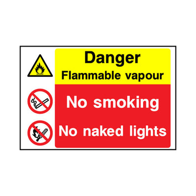 Danger - Flammable Vapour - No Smoking - No Naked Lights - Landscape Sign MTP035 MTP LN1
