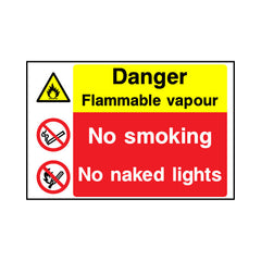 Danger - Flammable Vapour - No Smoking - No Naked Lights - Landscape Sign MTP035 MTP LN1