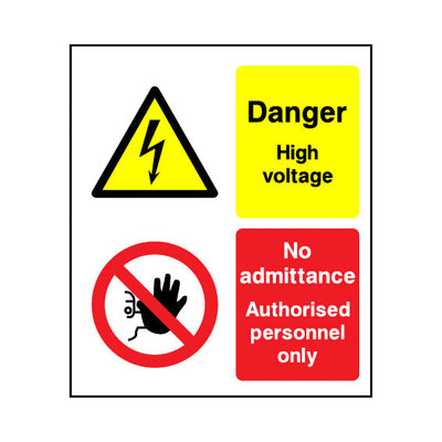 Danger - High Voltage No Admittance Authorised Personnel Only - Portrait Sign MTP053 MTP PT1