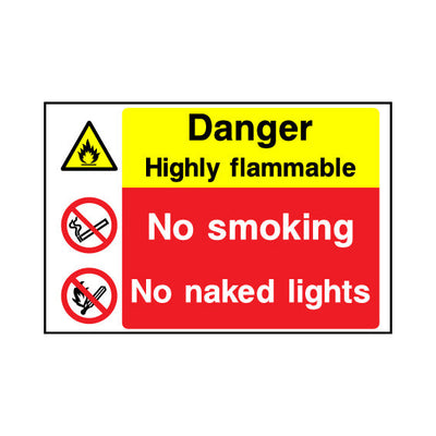 Danger - Highly Flammable - No Smoking - No Naked Lights - Landscape Sign MTP027 MTP LN1