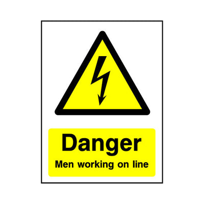 Danger - Men Working On Line - Portrait Sign EH055 EH PT1