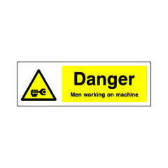 Danger - Men Working On Machine - Landscape Sign MW006 MW LN3